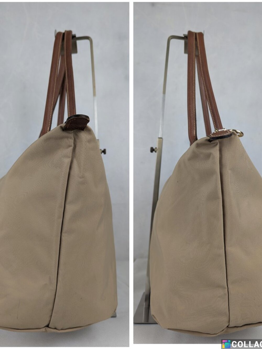 Authentic Longchamp Le Pliage Tote Bag Beige - Nylon Leather - Preowned Nice - Picture 7 of 16